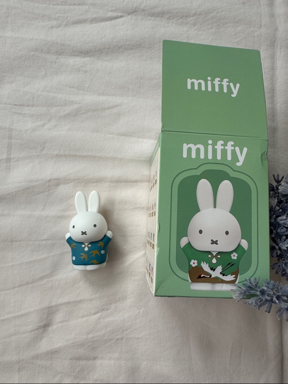 miffy White Bunny in Teal Floral Dress